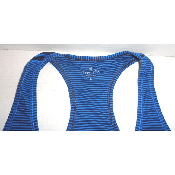 Athleta Women's Mixed Stripe Racer Back Tank Top Size: Small-Blue Style: 138193 - Picture 5 of 8